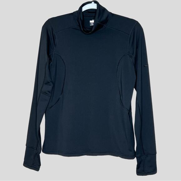Nike Long Sleeve Active Turtleneck Thumb Holes FitDry Black Size Medium - Picture 1 of 12